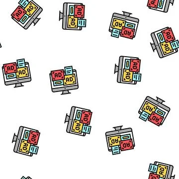 Advertisement banners on computer screen vector seamless pattern 스톡 일러스트