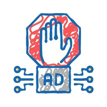 Advertisement block technology icon doodle illustration Stock-Illustration