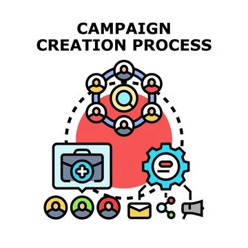 Advertisement campaign creative process and strategy development 스톡 일러스트