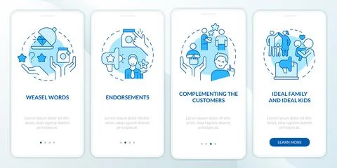 Advertisement campaign elements blue onboarding mobile app screen 스톡 일러스트