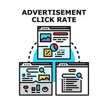 Advertisement click rate analyzing digital marketing performance Stock Illustration