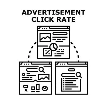 Advertisement click rate analyzing digital marketing performance Stock Illustration