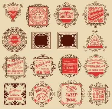Advertisement designs and labels Stock Illustration