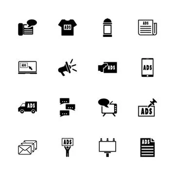 Advertisement - Flat Vector Icons Stock Illustration