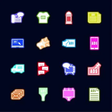 Advertisement - Flat Vector Icons Stock Illustration