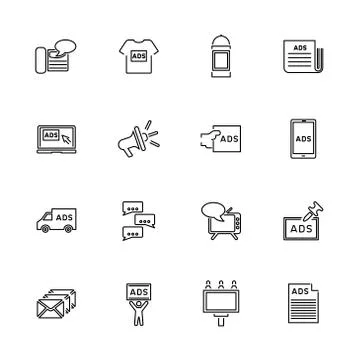 Advertisement - Flat Vector Icons Illustrazione stock