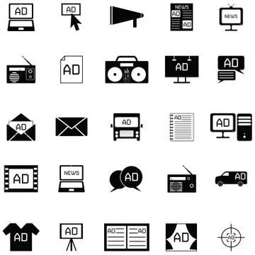 Advertisement icon set Stock Illustration