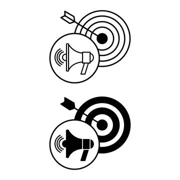 Advertisement Icons. Black and White Vector Illustrations. Megaphone and Ta.. Stock Illustration