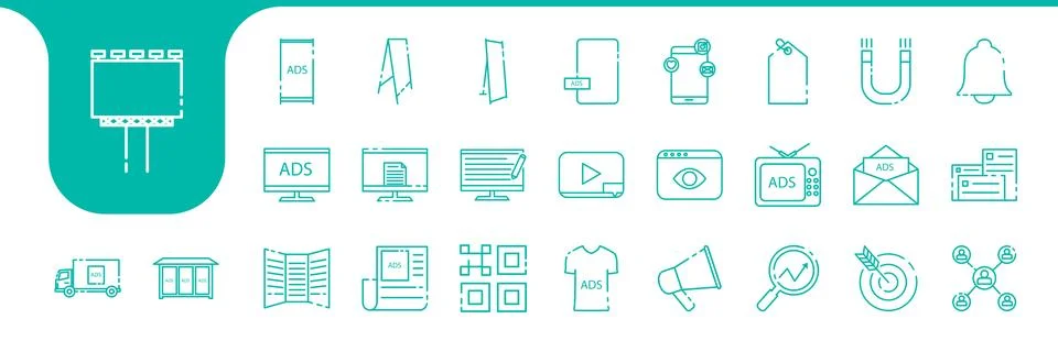 Advertisement line modern icon vector designs Stock Illustration