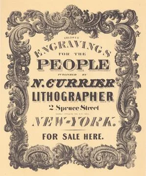 Advertisement for N. Currier Lithography Stock Illustration