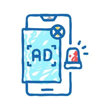 Advertisement pop-up window icon doodle illustration Stock Illustration