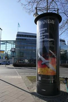 Advertisement of Quantum Systems In Front of CDU's Federal Headquarters Kon.. Foto stock