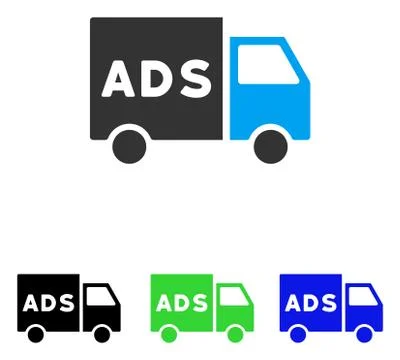 Advertisement Van Flat Vector Icon Stock Illustration