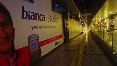 Advertisement on a wall in a building. Stock Footage 284087086