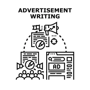 Advertisement writing developing commercial content strategy イラスト素材