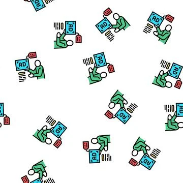 Advertiser of ad placement vector seamless pattern 库存插图