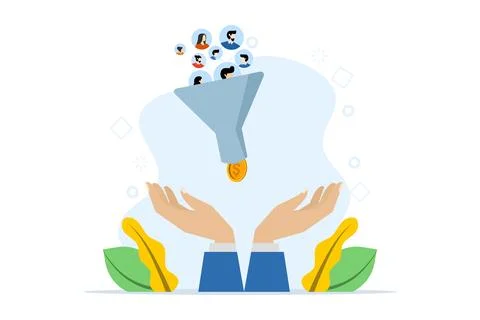 Advertising analysis concept, customer acquisition conversion to sales. Stock Illustration