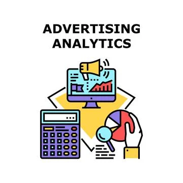 Advertising Analytics Vector Concept Illustration Illustrazione stock