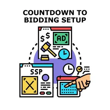 Advertising bidding setup countdown planning concept Stock Illustration