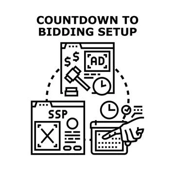 Advertising bidding setup countdown planning concept Stock Illustration