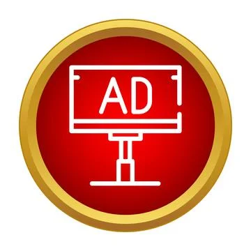 Advertising billboard icon on red circle background Stock Illustration