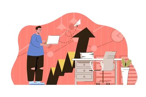 Advertising campaign concept. Marketer makes ads on social media situation Stock Illustration