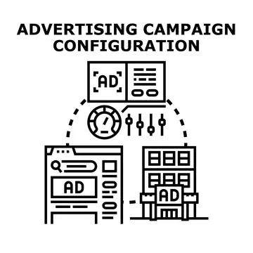Advertising campaign configuration setup for digital marketing Stock Illustration
