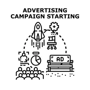 Advertising campaign starting concept vector illustration Stock Illustration