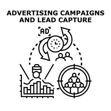Advertising campaigns development and lead capture strategy Stock Illustration