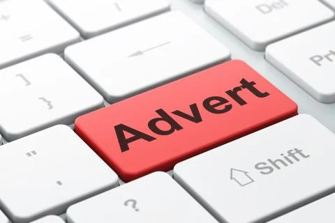 Advertising concept: Advert on computer keyboard background 스톡 일러스트