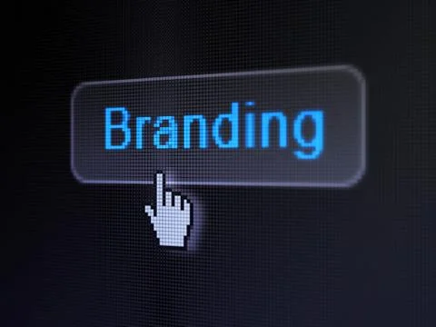Advertising concept: Branding on digital button background Stock Illustration