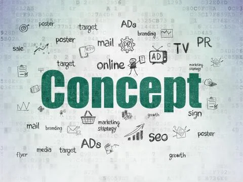 Advertising concept: Concept on Digital Data Paper background Stock Illustration
