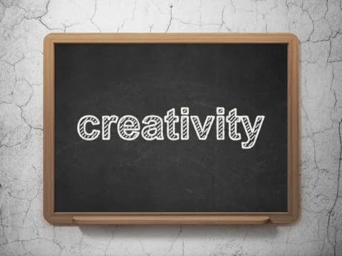 Advertising concept: Creativity on chalkboard background 스톡 일러스트