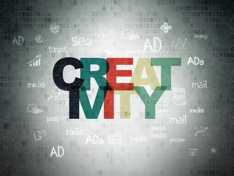 Advertising concept: Creativity on Digital Data Paper background Stock Illustration