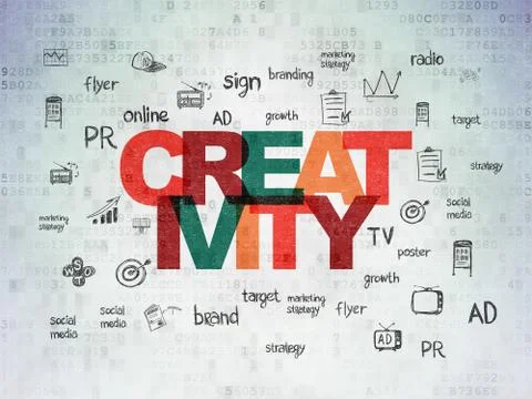 Advertising concept: Creativity on Digital Data Paper background Illustrazione stock