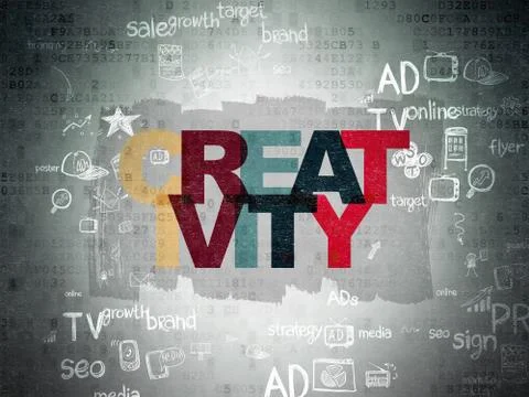 Advertising concept: Creativity on Digital Paper background Illustrazione stock