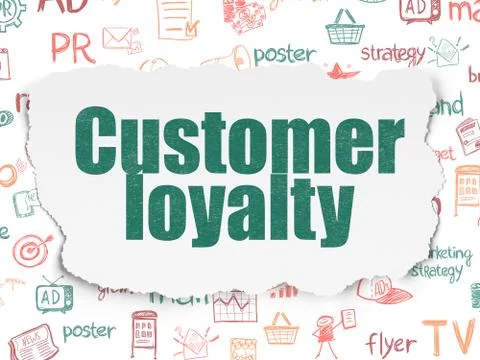 Advertising concept: Customer Loyalty on Torn Paper background Stock Illustration