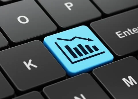 Advertising concept: Decline Graph on computer keyboard background Illustrazione stock