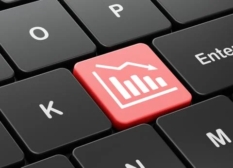 Advertising concept: Decline Graph on computer keyboard background Stock Illustration