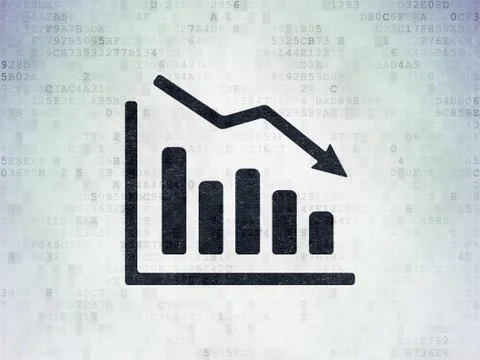 Advertising concept: Decline Graph on Digital Data Paper background Illustrazione stock