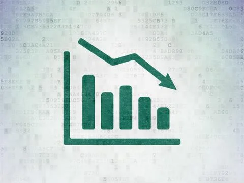 Advertising concept: Decline Graph on Digital Data Paper background Illustrazione stock