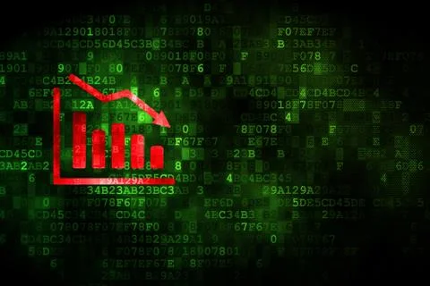 Advertising concept: Decline Graph on digital background Stock Illustration