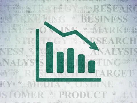 Advertising concept: Decline Graph on Digital Data Paper background Ilustración de archivo
