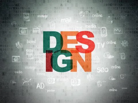 Advertising concept: Design on Digital Data Paper background Stock Illustration