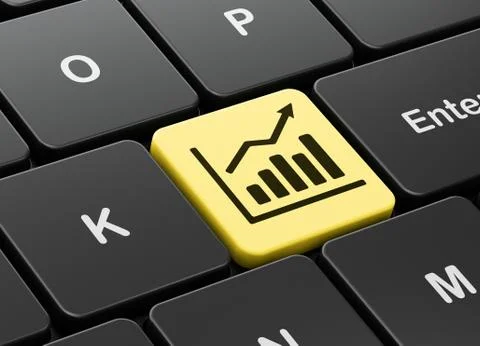Advertising concept: Growth Graph on computer keyboard background Stock Illustration