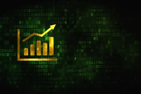 Advertising concept: Growth Graph on digital background Stock Illustration