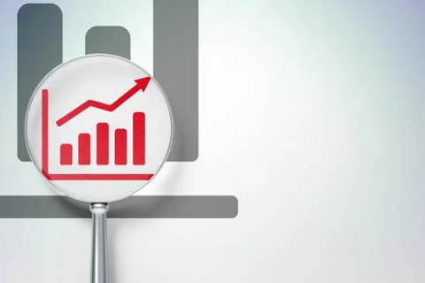 Advertising concept:  Growth Graph with optical glass on digital background Illustrazione stock