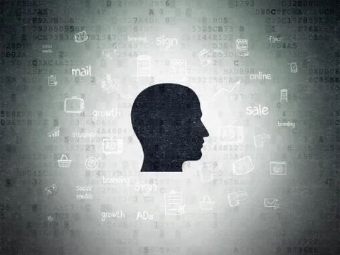 Advertising concept: Head on Digital Data Paper background Иллюстрация