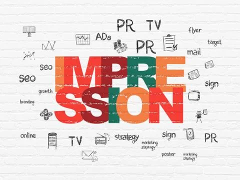 Advertising concept: Impression on wall background Illustrazione stock