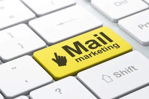 Advertising concept: Mouse Cursor and Mail Marketing on computer Stock Illustration